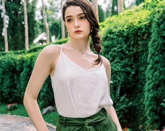 Linen Camisole - V Neck Cami Top - Premium Linen Clothing for Women