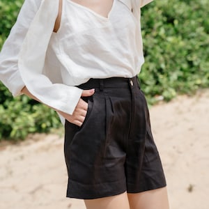 Linen High Waist Shorts - Premium Linen Clothing for Women
