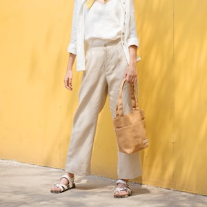 LINEN LONG PANTS, Women Wide Leg Pants, Relaxed fit Linen Pants, High Waist Pants, Soft Linen Loose Culottes, Gift for women, Hannah Canvas
