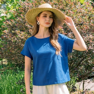Linen tee - Linen short sleeve top - Handmade Clothing for Women