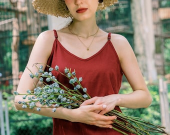 Linen V NECK CAMISOLE, Loose Women Linen Top, Summer Clothing, Hannah Canvas