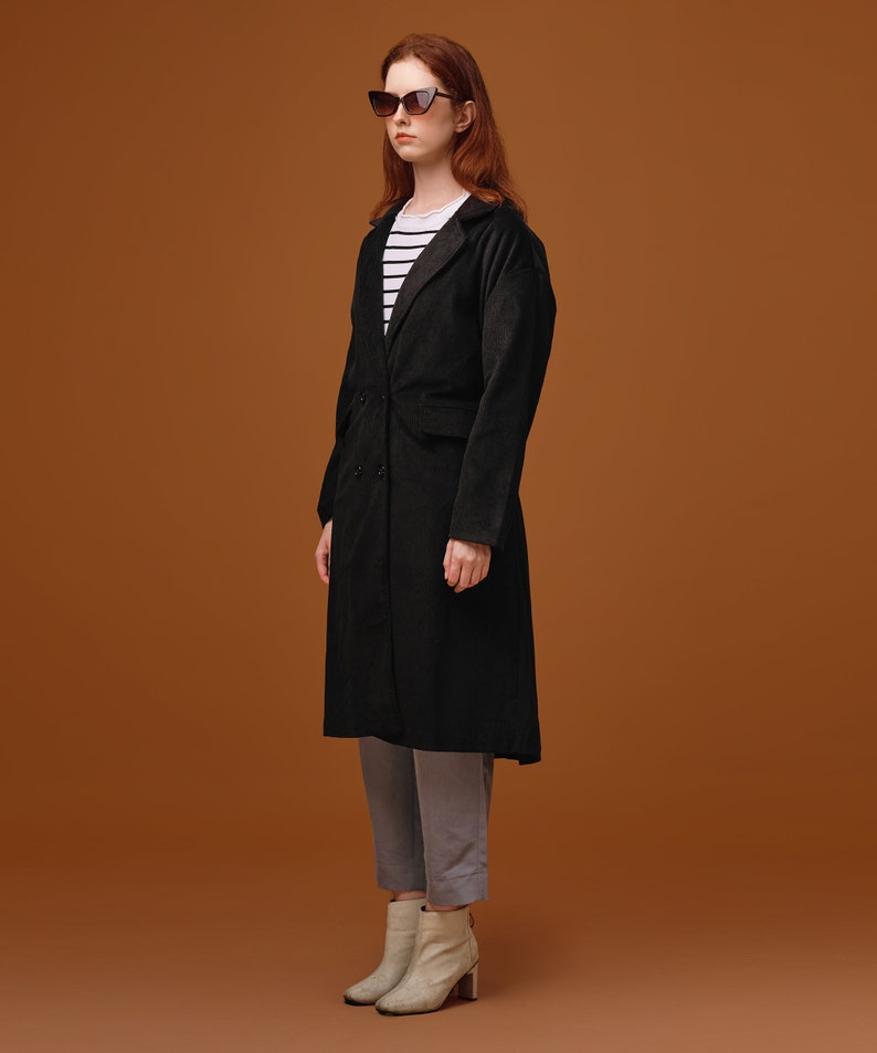 Corduroy Trench Coat, Handmade Corduroy coat, Classic coat, Coat with belt, Premium Clothing for Women image 7