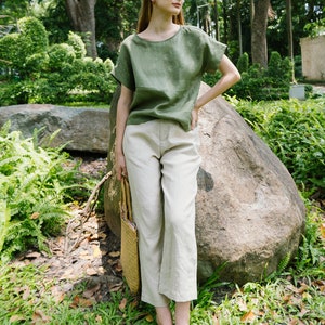 Wide Leg Linen Pants Linen Long Pants Premium Linen Clothing for Women image 6