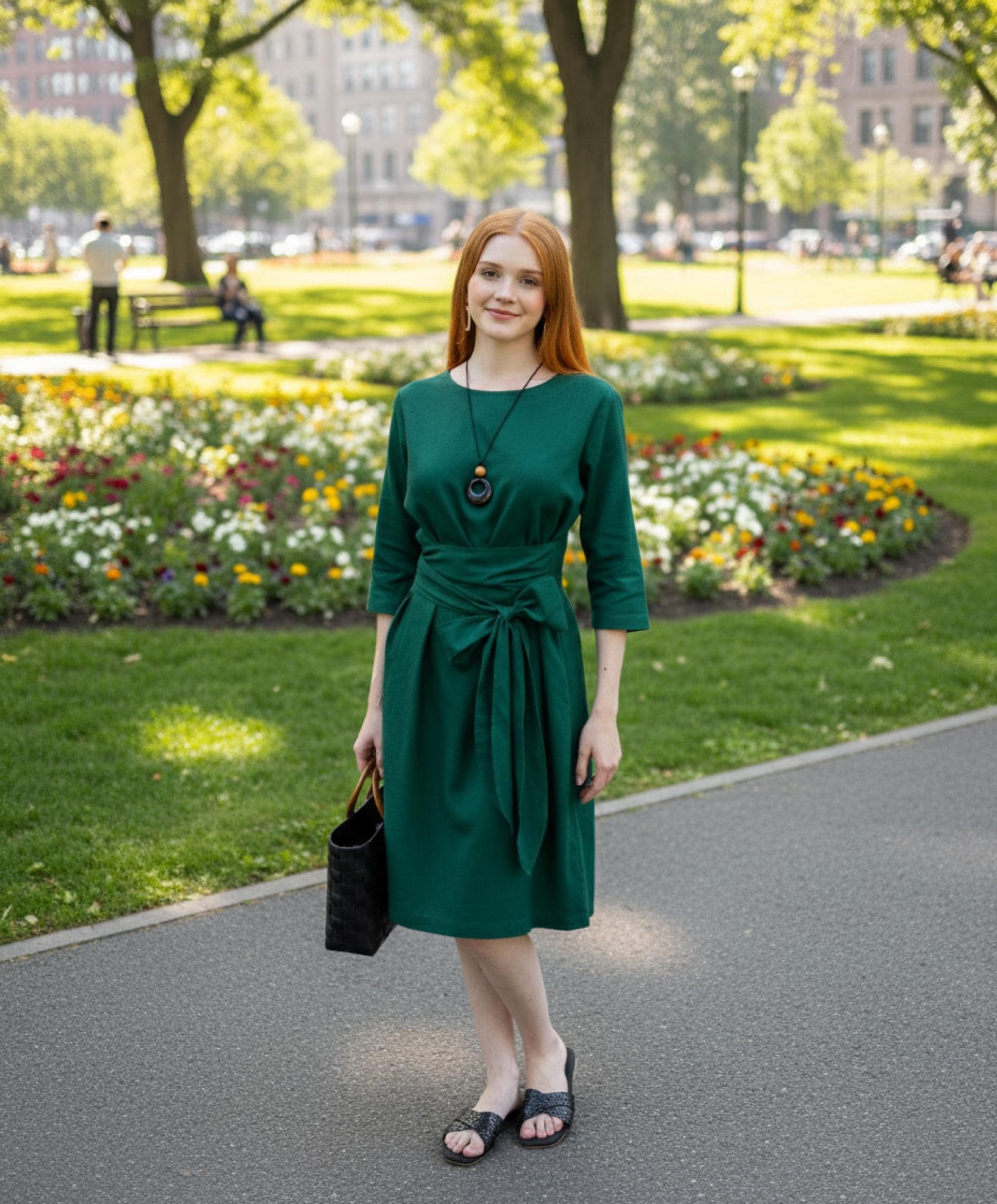 Green 3/4 Sleeve Dress - Etsy