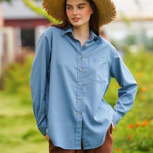 Loose Linen Shirt JADE, Oversized Long Sleeves Shirt, Women Linen Collar Shirt, Summer Shirt, Linen Clothing for Women