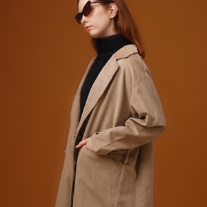 Corduroy Trench Coat, Handmade Corduroy coat, Classic coat, Coat with belt, Premium Clothing for Women image 2
