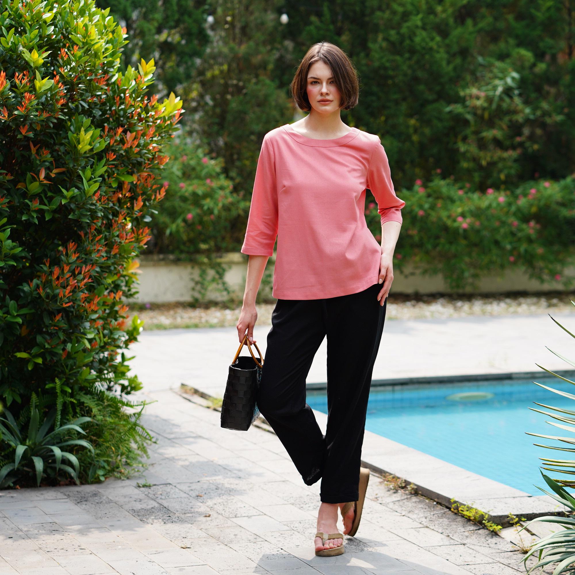 Loose Linen Top Boat-neck and Elbow Length Sleeves - Women Linen Blouse ...