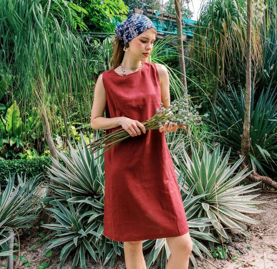 chinese dress ladies Italian Linen Women's Dress