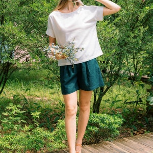 Linen High Waist Shorts Premium Linen Clothing for Women image 6