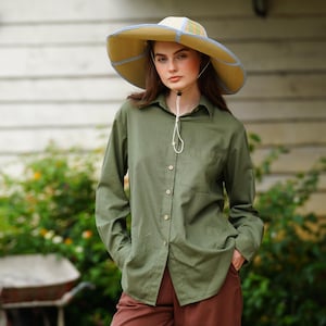 Oversized Linen Shirt JADE, Loose Long Sleeves Shirt, Women Linen Collar Shirt, Summer Shirt, Linen Clothing for Women