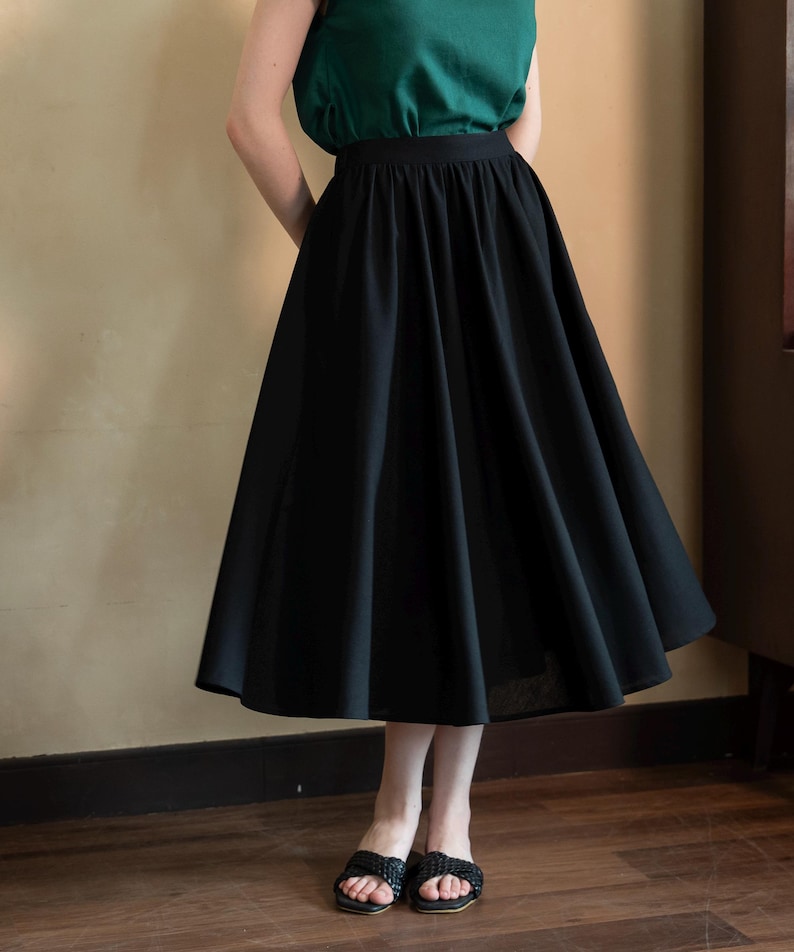 Wide Linen Skirt CHERRY, Flare Skirt, Summer Long Linen Skirt, Premium ...