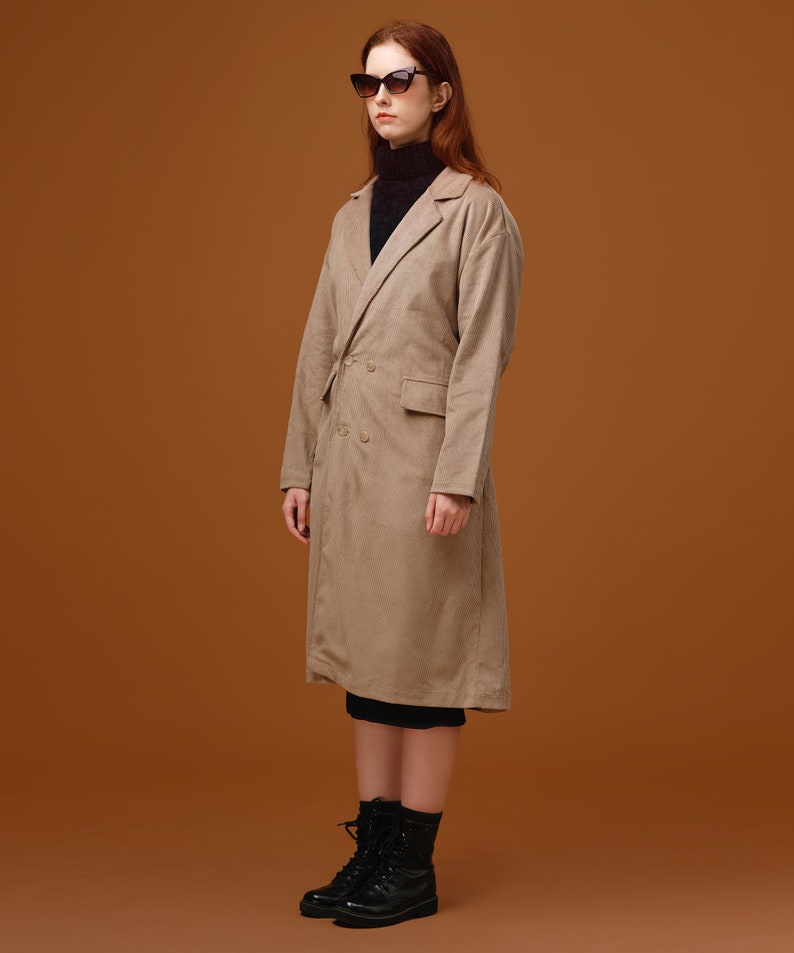Corduroy Trench Coat, Handmade Corduroy coat, Classic coat, Coat with belt, Premium Clothing for Women image 3
