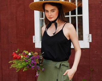 Linen Camisole - V Neck Cami Top - Premium Linen Clothing for Women