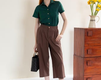 Relaxed Linen Culottes: Mid-Calf Wide Leg Trousers