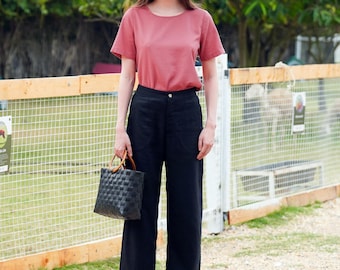 Linen pants slim fit AUDREY, Women Linen Trousers, Cropped Linen Pants with Pockets, Women linen pants, Linen Clothing for Women