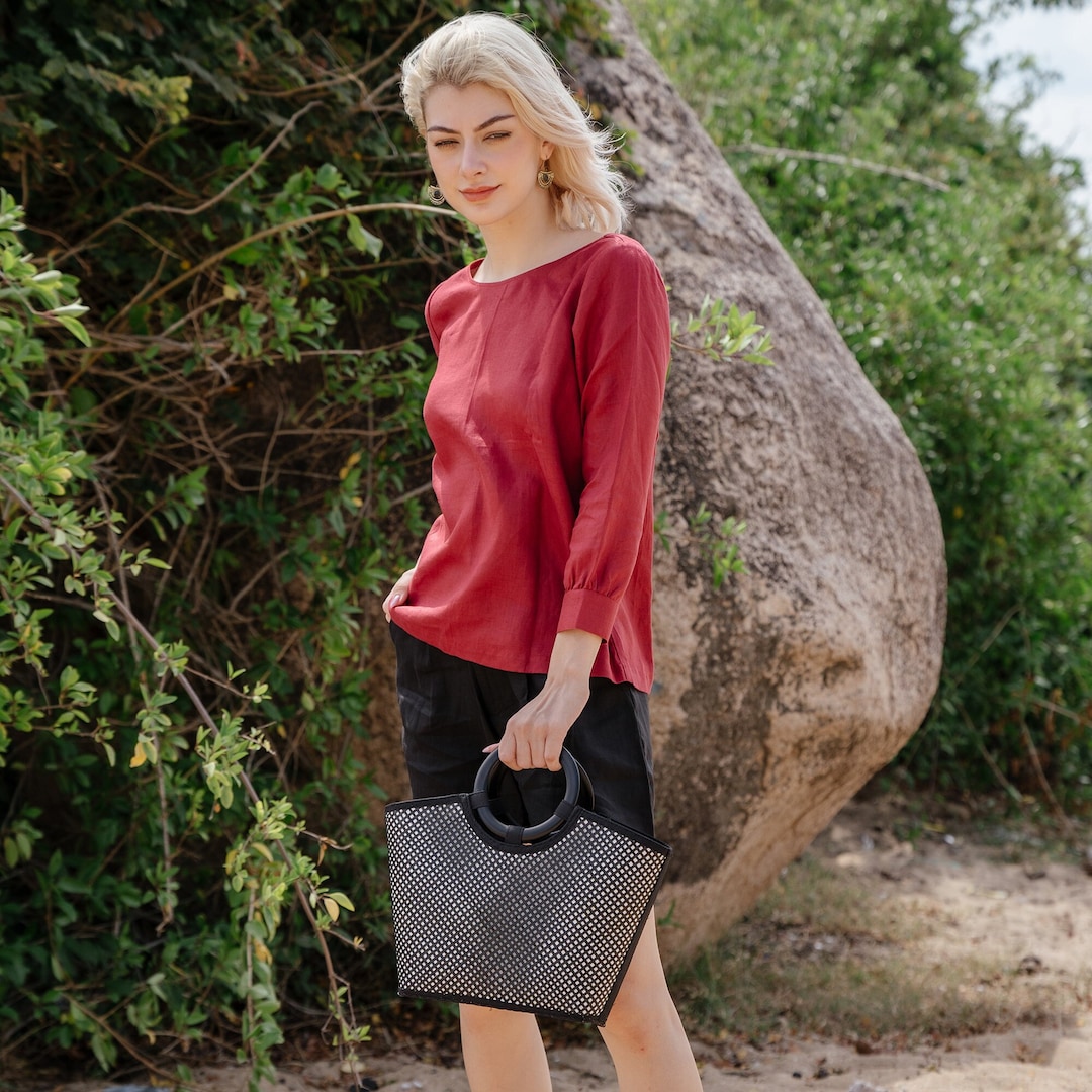 Linen Long Sleeves Blouse Linen Long Sleeves Shirt Premium Etsy