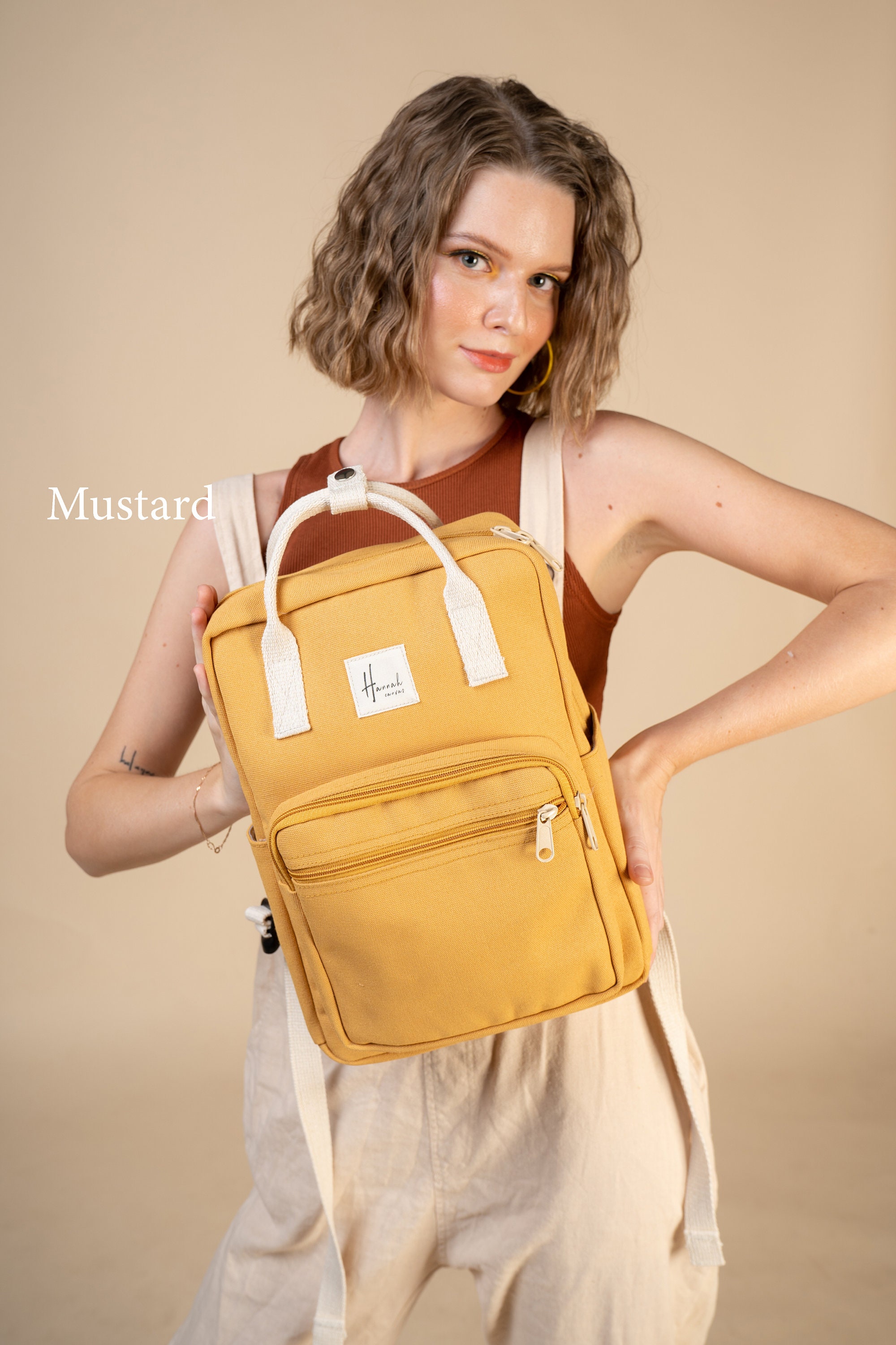 Aki Canvas Backpack, Backpack for Women, Travel Backpack, Gift for