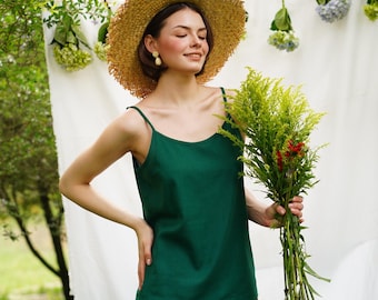 Square-neck linen camisole, Linen Cami Top, Linen spaghetti strap top, sleeveless linen top, Summer Linen Top, Linen Clothing for Women