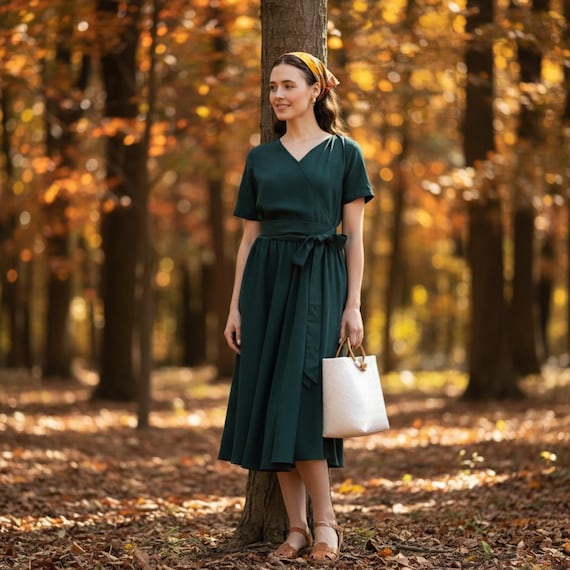 linen short sleeve midi dress Short sleeve linen dress Paloma