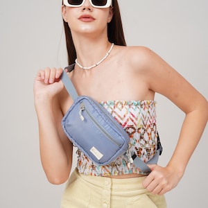 Mini Belt Bag LINA, Fanny Pack, Hip Pack, Belt Bag, Waist Bag, Crossbody Bag, Waist Pack, Women's Crossbody Bag Bluish Grey