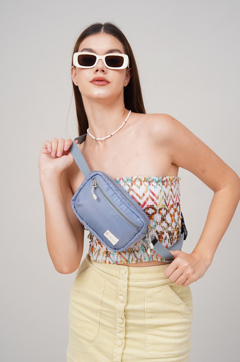 Mini Waist Bag LINA, Fanny Pack, Hip Pack, Belt Bag, Crossbody Bag, Waist Pack, Women's Crossbody Bag Bluish Grey