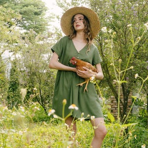 LINEN SHORT DRESS V Neck, Linen Mini Dress, Linen Sundress, V Neck Linen Dress, Short Dress, Summer Dress, Hannah Canvas