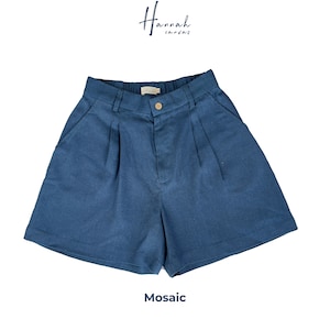 Linen High Waist Shorts Mosaic