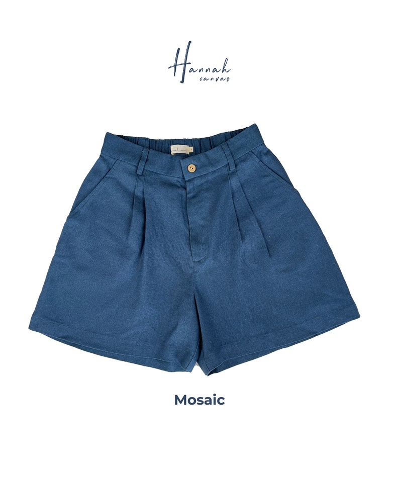 Linen High Waist Shorts Mosaic