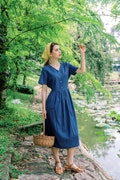 LINEN DRESS Short Sleeves Jasmine, V Neck Button Front Linen Dress, Summer Dress, Linen Smock Dress, Linen Clothing for Women, Hannah Canvas