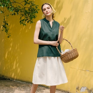 Linen Skirt, Midi Linen Skirt, High Waist Skirt, Premium Linen Clothing for women image 4