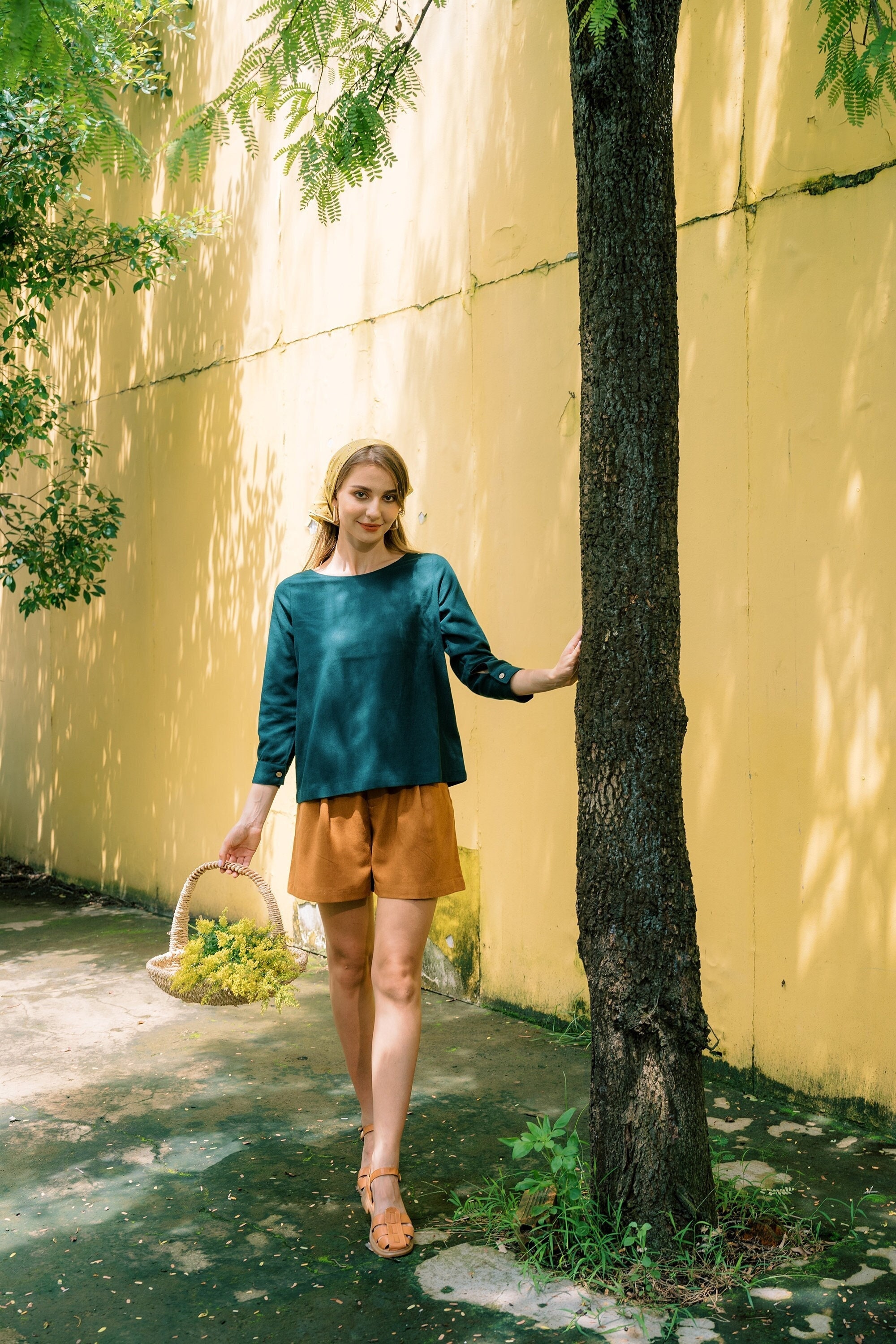 Linen LONG SLEEVES BLOUSE, Women Loose Linen Blouse, Summer Top, Hannah Canvas