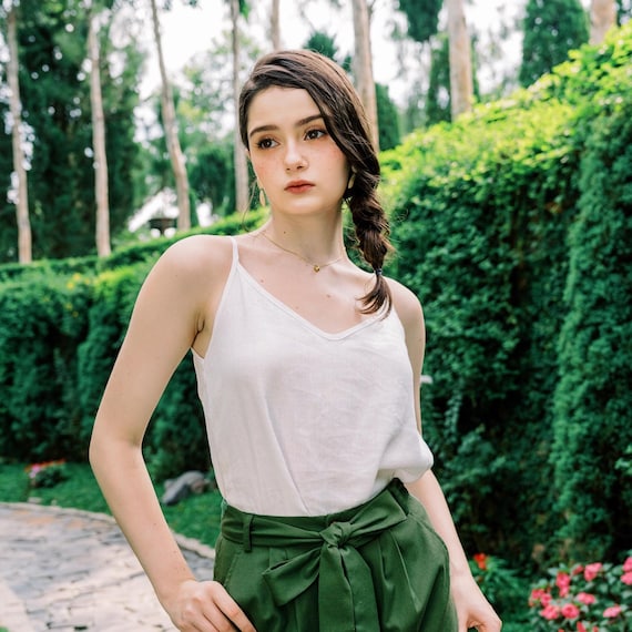 Linen Camisole - V Neck Cami Top - Premium Linen Clothing for Women