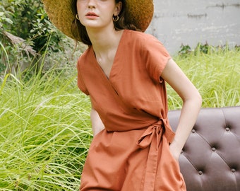 etsy linen wrap dress Sleeveless Linen Wrap Dress: Handmade Wedding Guest Outfit