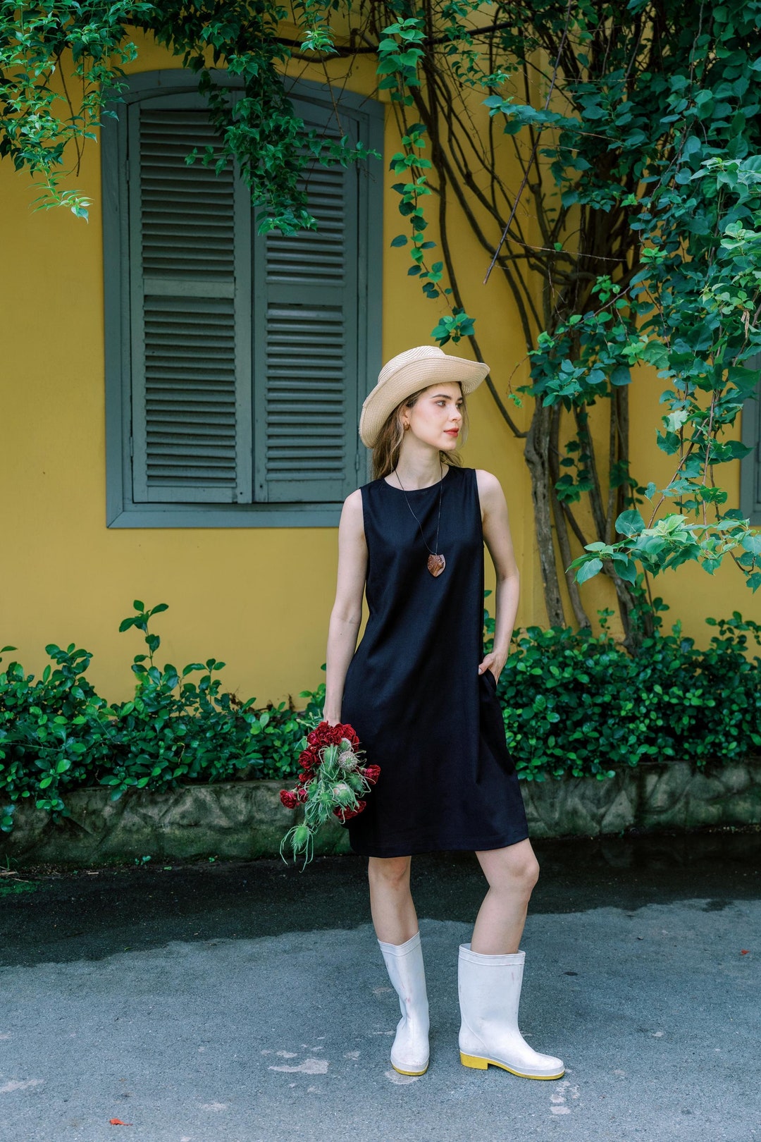 Linen TANK Dress Poppy, Sleeveless Linen Summer Dress, Linen Mini Dress, Linen Tunic Dress, Short Linen Dress for Women, Hannah Canvas