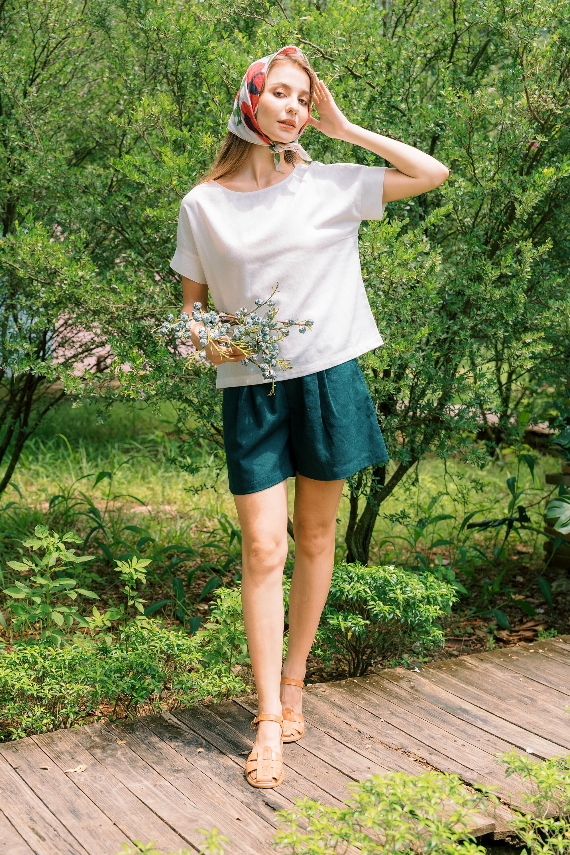 Linen Tee - Linen Short Sleeve Top - Handmade Clothing for