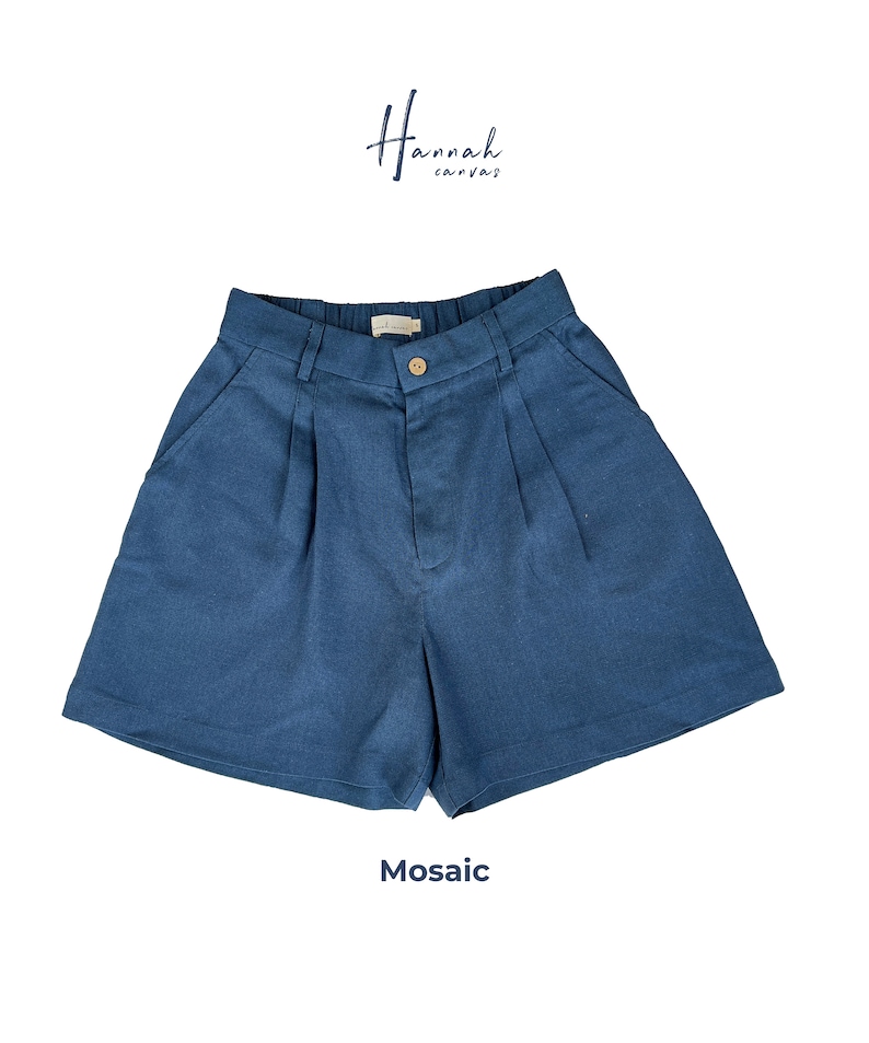 Linen High Waist Shorts Premium Linen Clothing for Women Mosaic