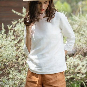 Linen Top Boat Neck and Elbow Length Sleeves Premium Linen - Etsy