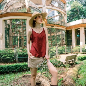 Linen V NECK CAMISOLE, Loose Women Linen Top, Summer Clothing, Hannah Canvas