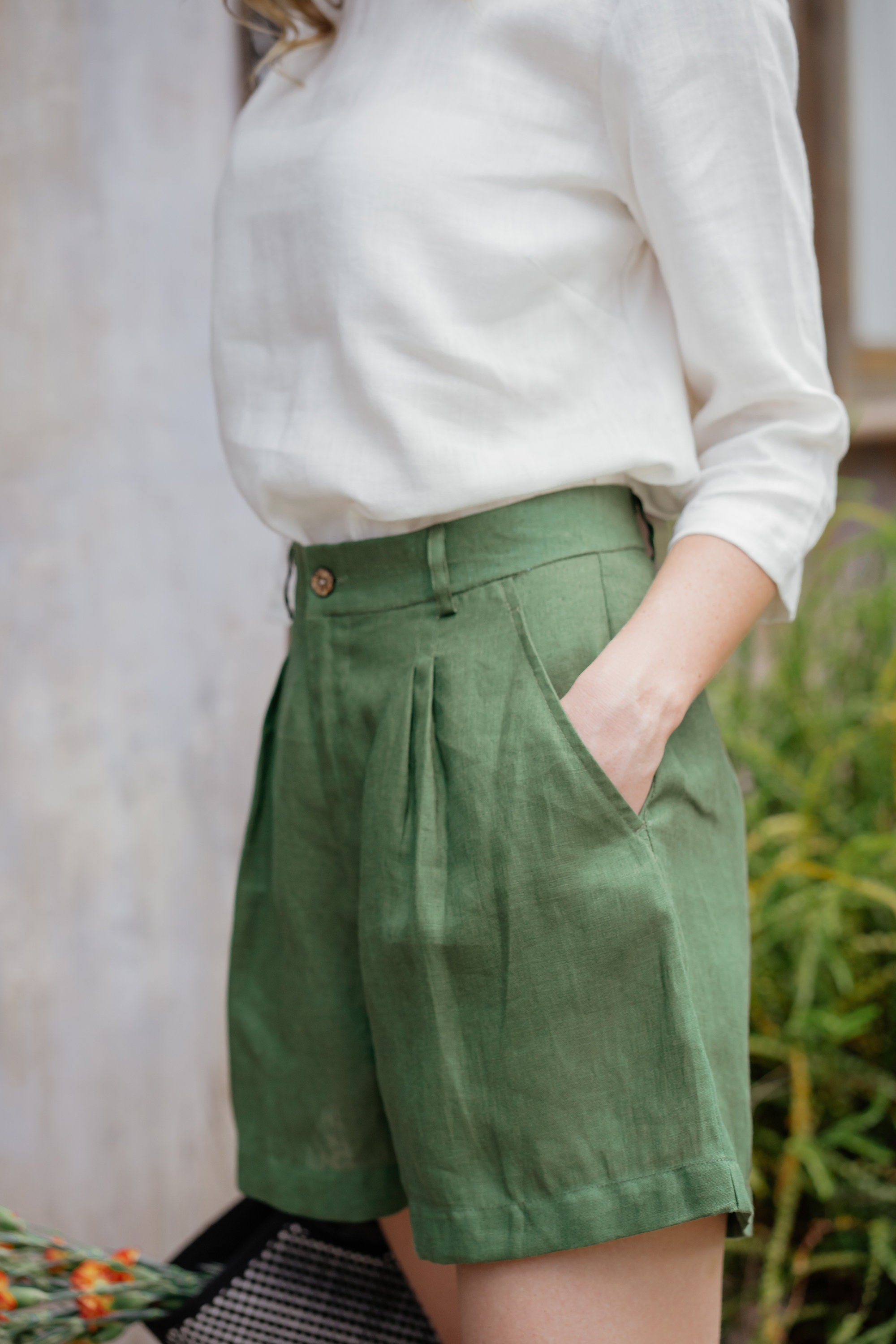 Linen High Waist Shorts Premium Linen Clothing for Women - Etsy Canada