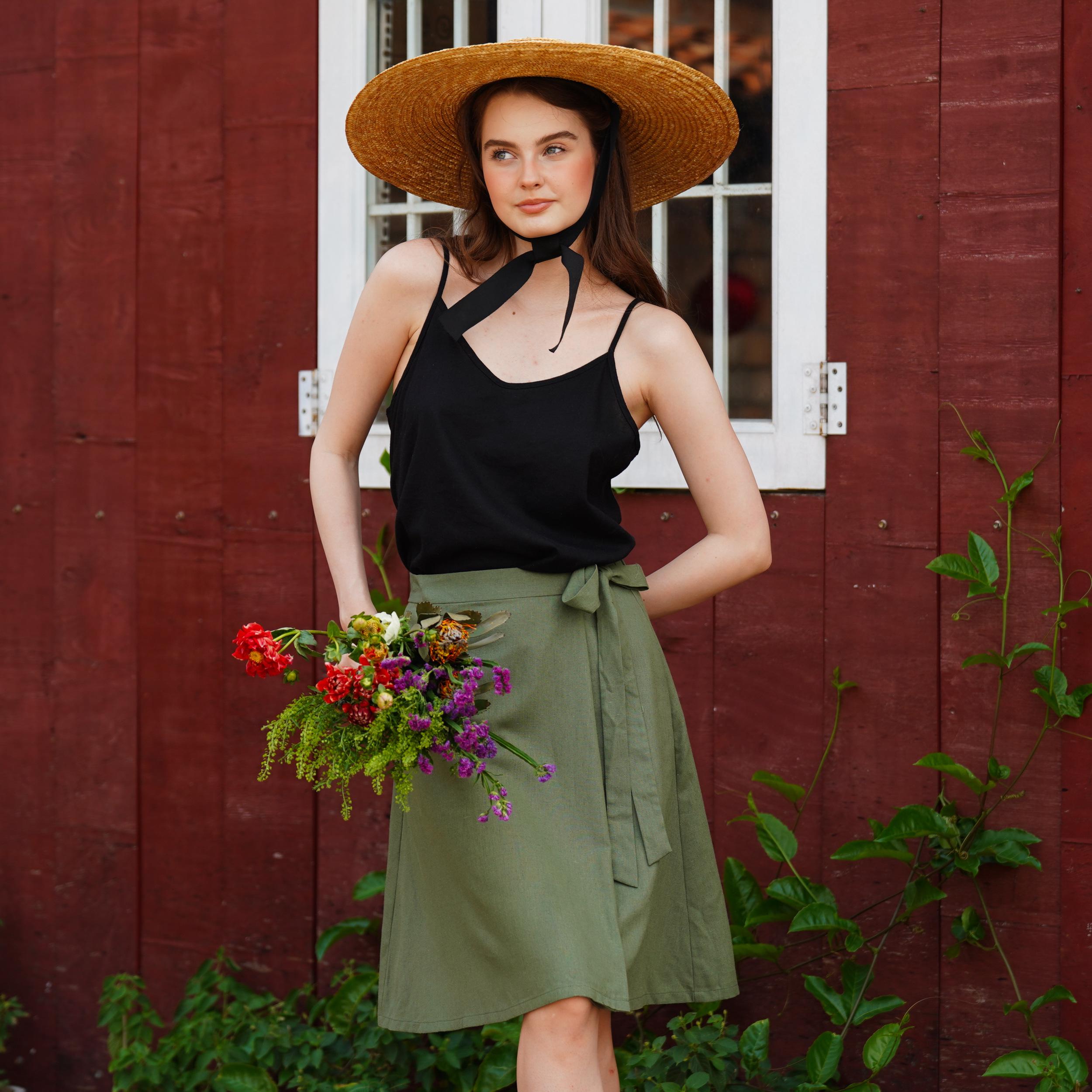 【SPERONE】23FW★ Side wrap long skirt VEERA Olive Lace Maxi Skirt | Women's Designer Skirts