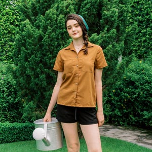Linen short sleeves shirt - Handmade Clothing for Women