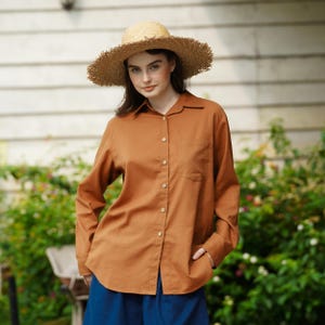 Loose Linen Shirt JADE, Oversized Long Sleeves Shirt, Women Linen Collar Shirt, Summer Shirt, Linen Clothing for Women