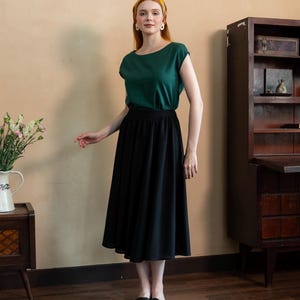 Wide Linen Skirt CHERRY, Flare Skirt, Summer Long Linen Skirt, Premium Linen clothing for Women