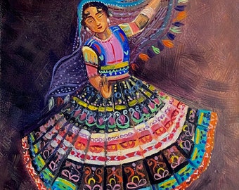 Kalbelia Dancer | Rajasthani Folk Dancer | Traditional Indian Oil Painting | Cholistan Art | Pakistani Folk Art | Traditional Dance Painting