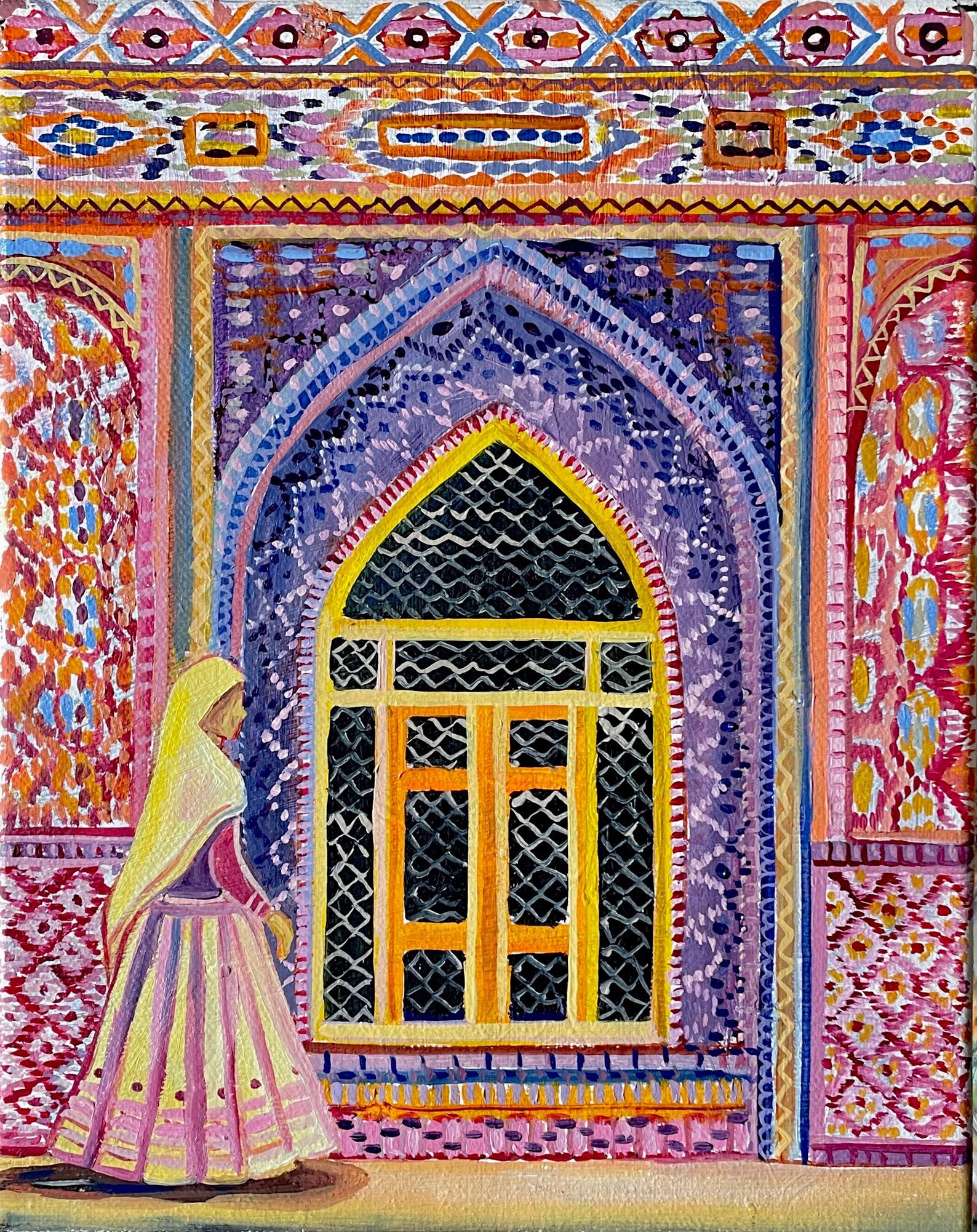 Indane Paint Colours of Delhi Indian Oil Painting Indian Wall Art Pakistan Miniature ...