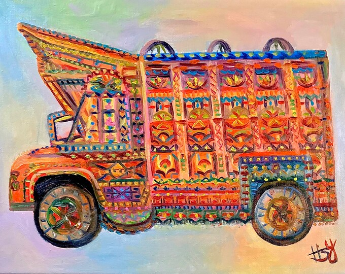 Hues of Lahore Pakistani Art Pakistan Oil Painting Rickshaw Art Indian