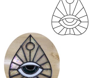 Stained Glass Pattern Digital Download SVG - Ouija All-Seeing Eye Planchette Suncatcher