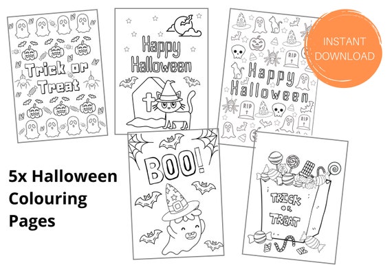 5 Halloween Colouring Sheets DIY Halloween Coloring Pages for