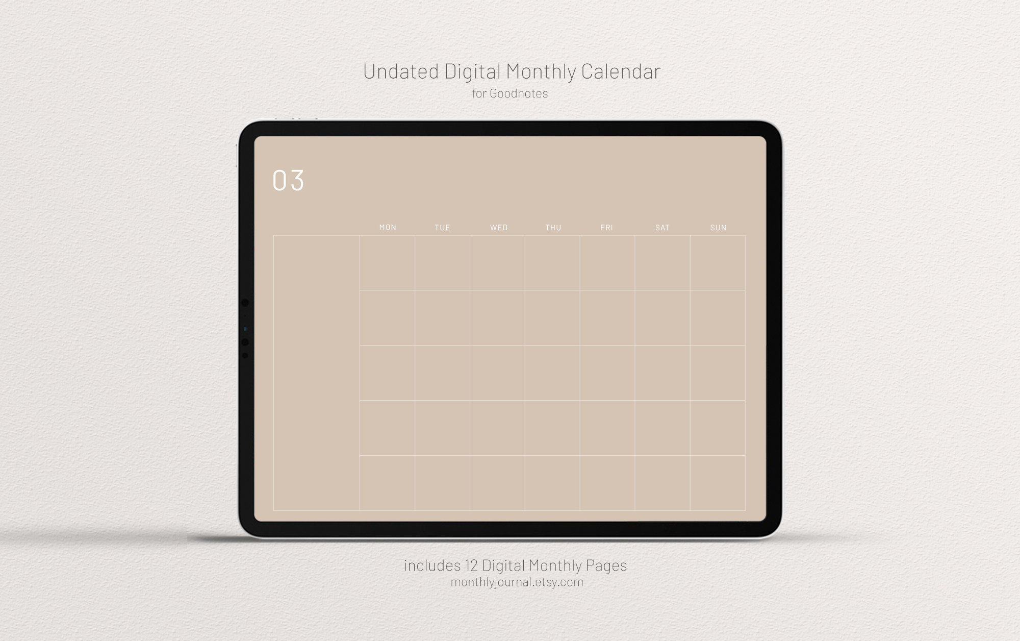 Monthly Calendar monday Start Digital Monthly Planner Pages Etsy