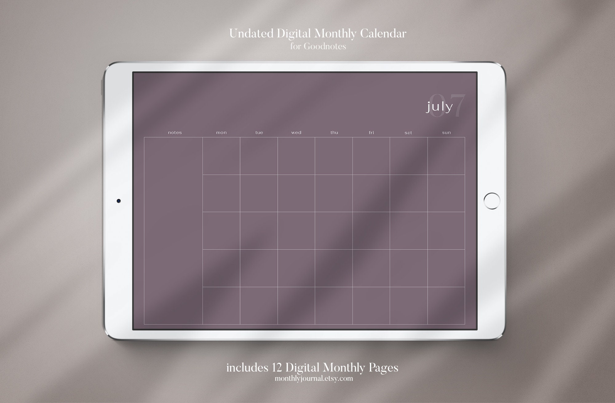 Monthly Calendar monday Start Digital Monthly Planner Pages - Etsy